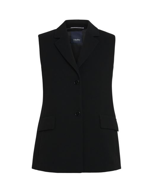 Max Mara Black Virgin Wool Waistcoat