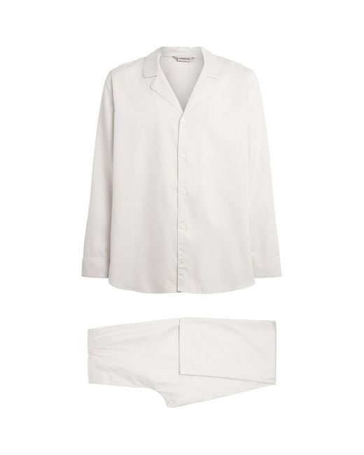 Zimmerli of Switzerland White Luxury Jacquard Pyjama Set for men