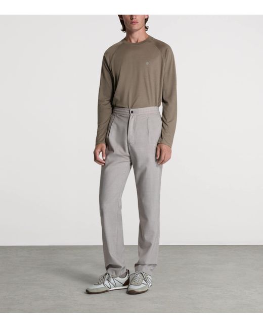 Dunhill Brown Wool-Cashmere Long-Sleeve T-Shirt for men