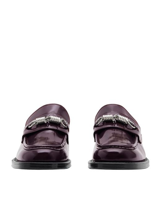 Burberry Purple Leather Barbed Loafers for men