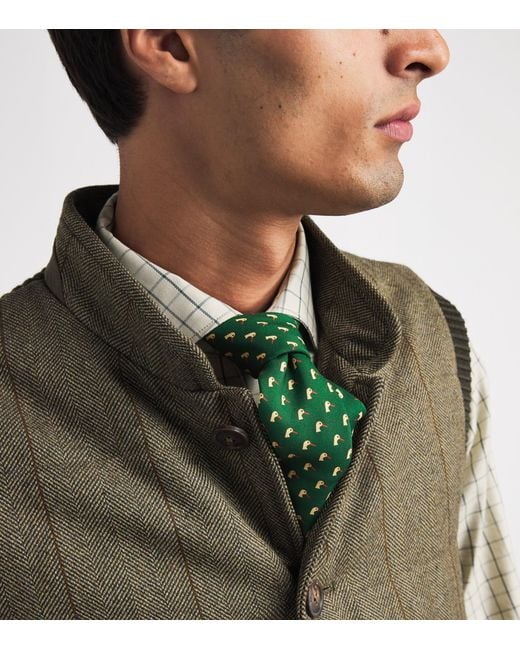James Purdey & Sons Green Silk Dapper Duck Tie for men