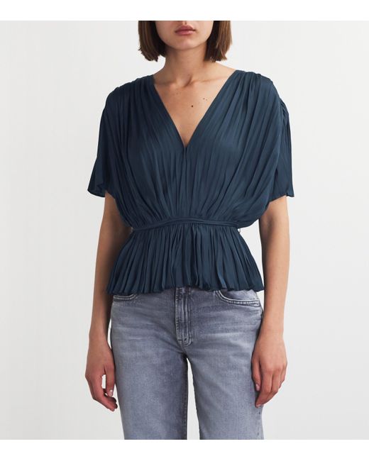 Maje Blue Pleated Blouse