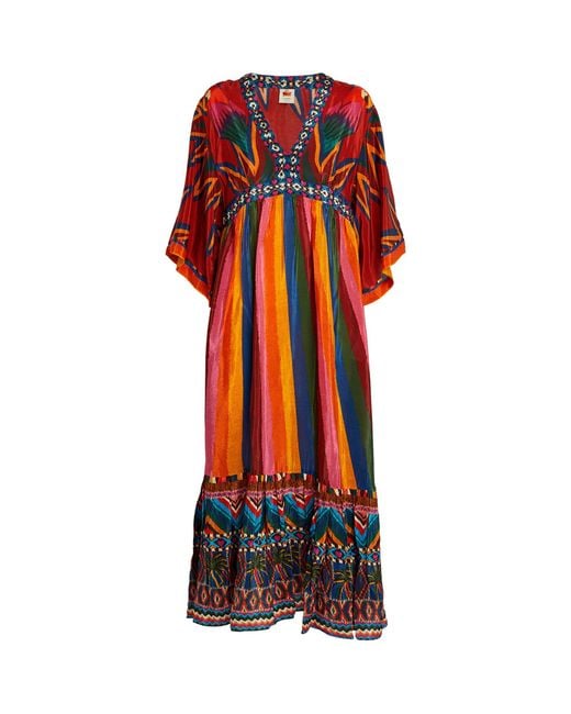 Farm Rio Red Patterned Macaw Maxi Dress