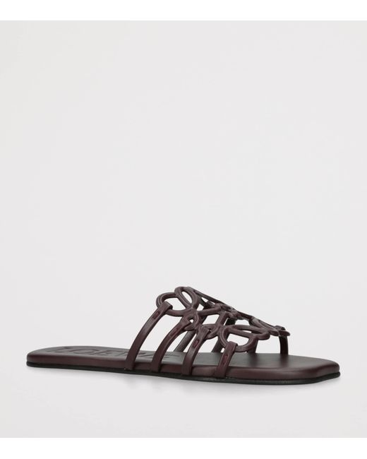 Loewe Brown Leather Petal Anagram Sandals