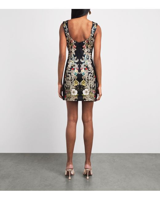 Alice + Olivia Black Satin Renee Mini Dress
