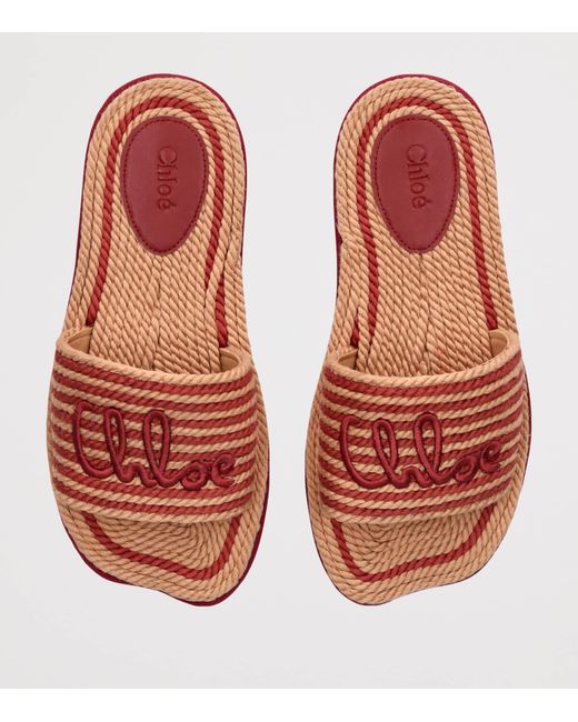 Chloé Pink Woven Logo Sandals