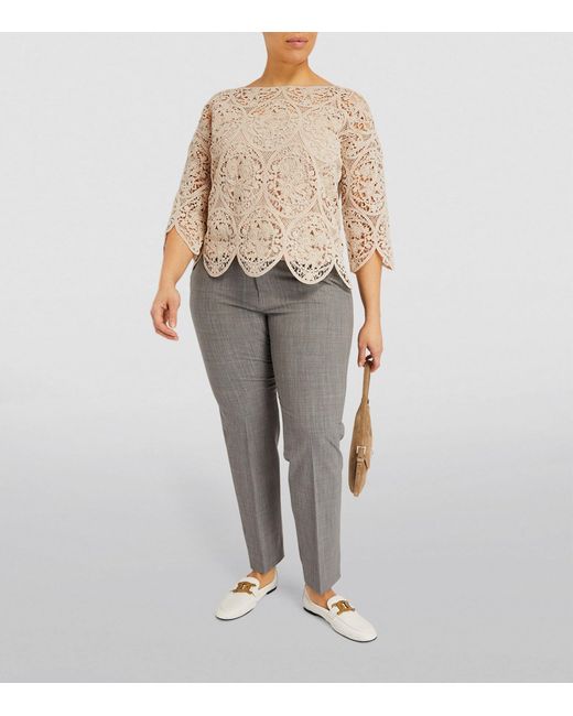 Marina Rinaldi Gray Knitted Lace Top