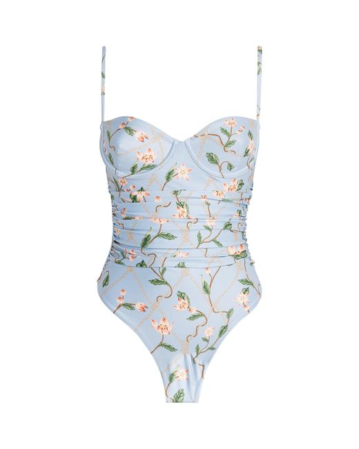 Agua Bendita Blue Rábano Navegante Floral Swimsuit