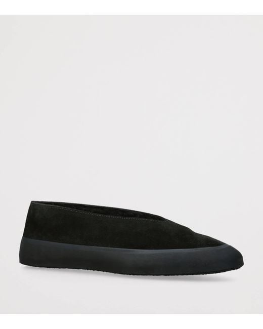 Le Monde Beryl Black Suede-Shearling Apres Ski Flats