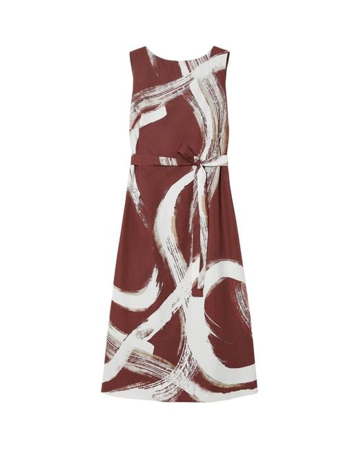 Marina Rinaldi Red Cotton Watercolour Midi Dress