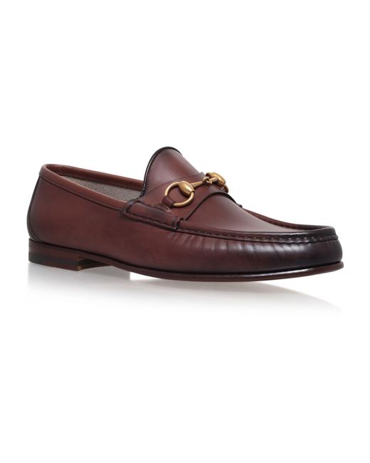 Gucci Brown Easy Roos Horsebit Collapsible-heel Leather Loafers for men