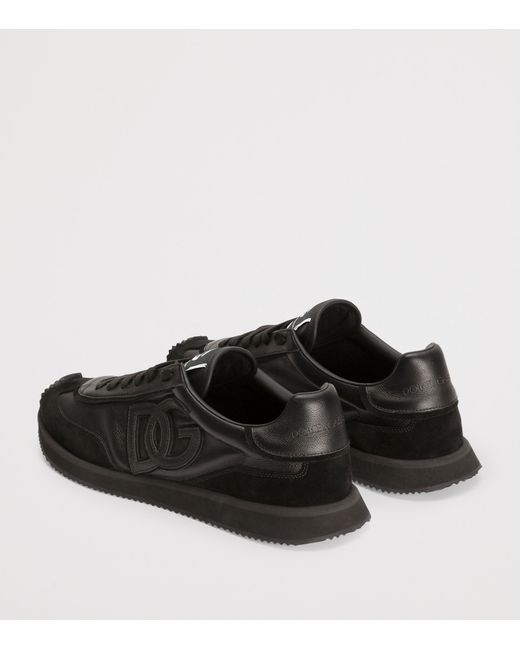 Dolce & Gabbana Black Suede And Leather Dg Cushion Sneakers for men