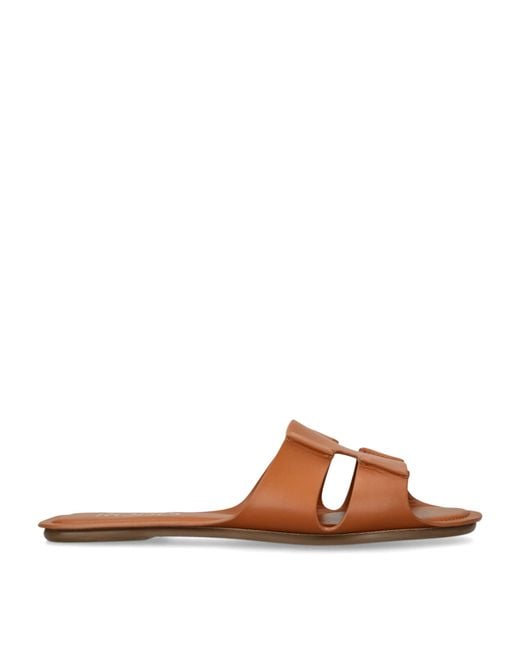 Rodo Brown Leather Sellier Flat Sandals