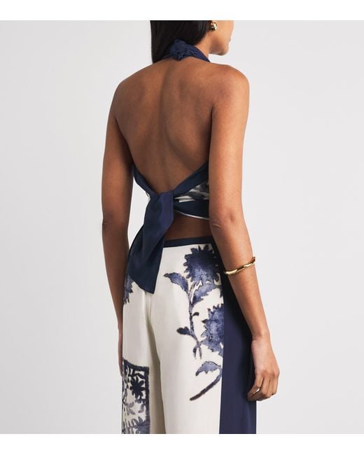 Sir Blue Printed Philippa Scarf Crop Top