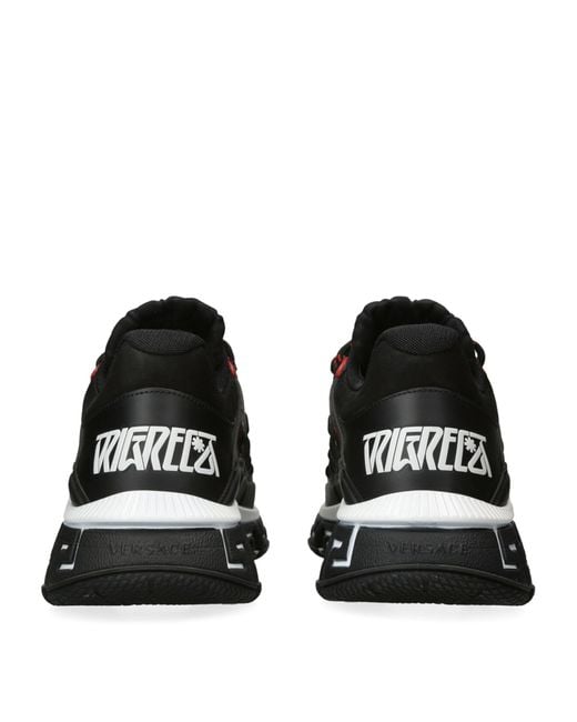 Versace Black Leather Trigreca Sneakers for men