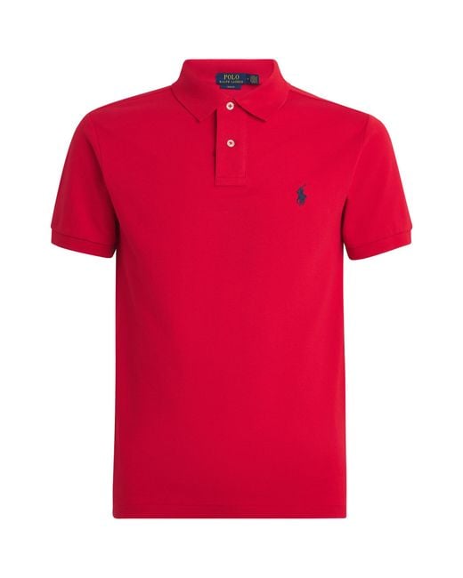 Polo Ralph Lauren Red Cotton Mesh Slim-Fit Polo Shirt for men