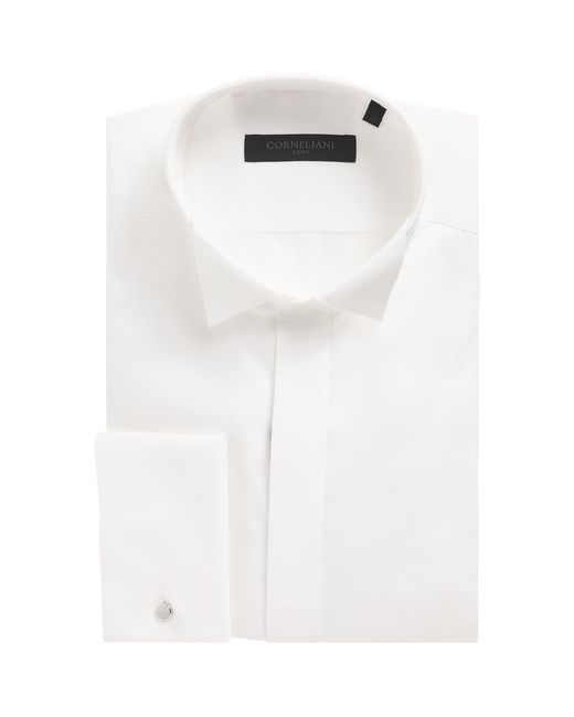 Corneliani White Cotton Evening Shirt for men