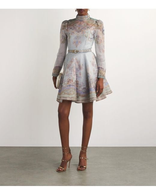 Zimmermann Gray Belted Eden Mini Dress