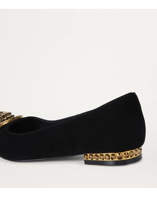Kurt Geiger Black Suede Chelsea Pointed Ballet Flats