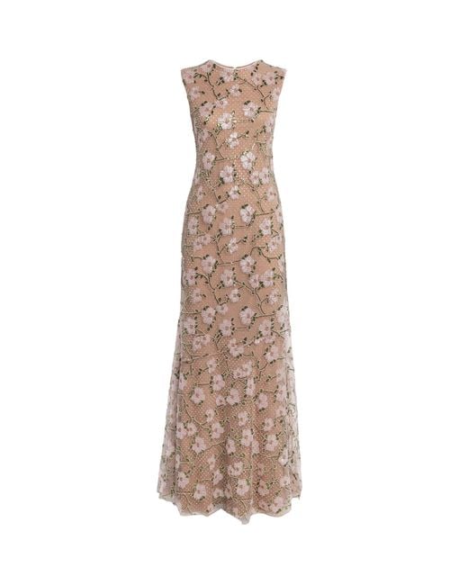 Self-Portrait Natural Sequin-Embellished Rhinestone Maxi Dress