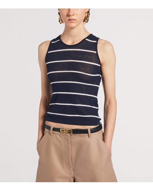 Balenciaga Blue Striped Tank Top