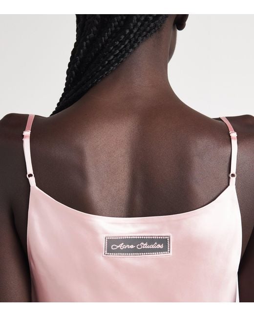 Acne Pink Satin Layered Midi Dress