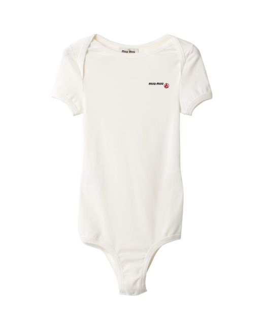 Miu Miu White X Petit Bateau Slim Logo Bodysuit