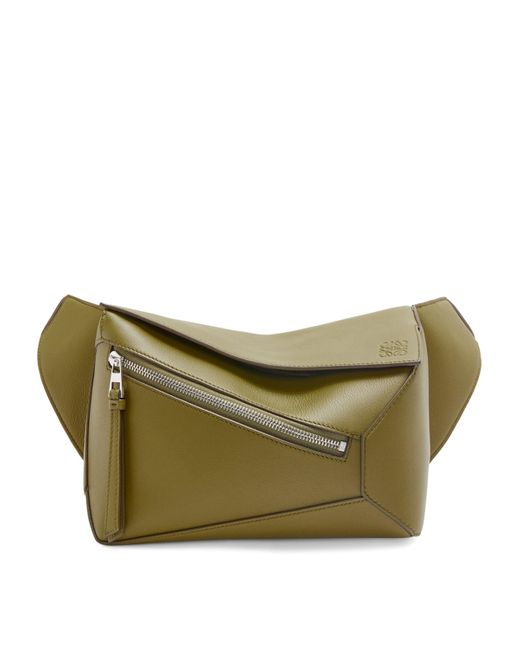 Loewe Green Small Leather Puzzle Edge Belt Bag for men