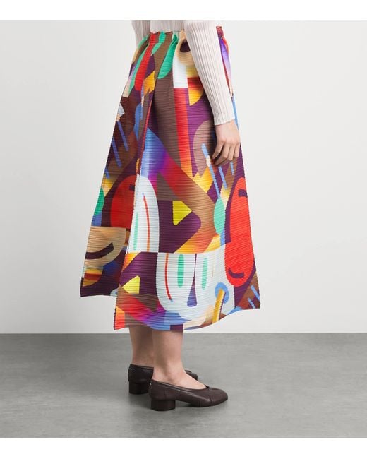Pleats Please Issey Miyake Red Printed Playground Trousers