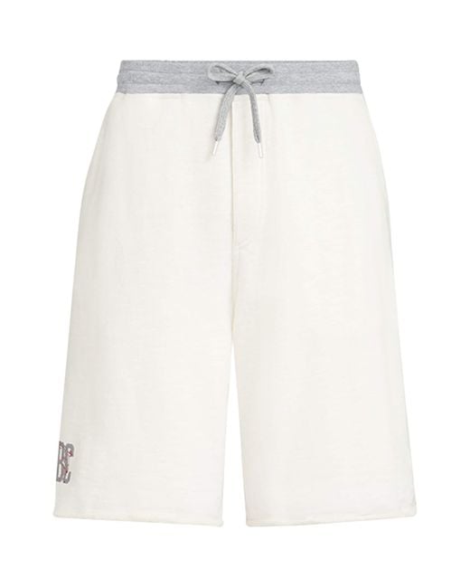 Brunello Cucinelli White Cotton-Linen Athletic Club Shorts for men