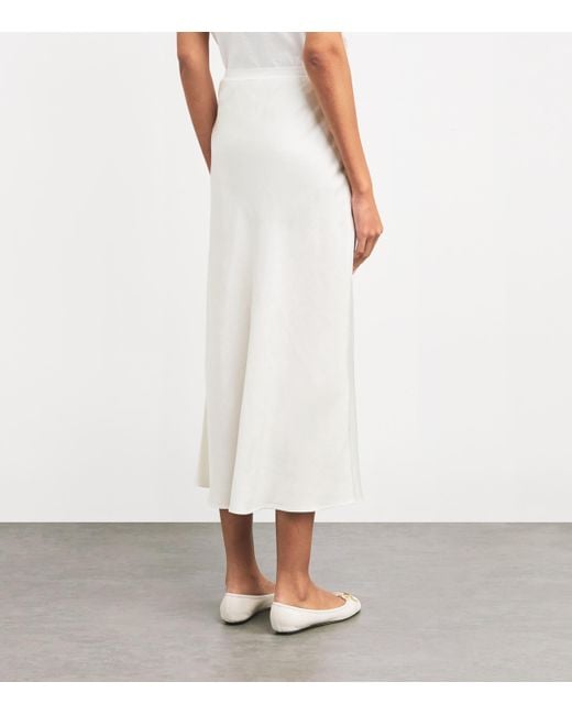 Sandro White Linen-Blend Midi Skirt