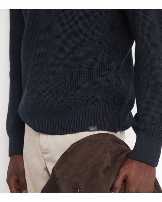 Paul & Shark Blue Wool-Blend High-Neck Sweater for men