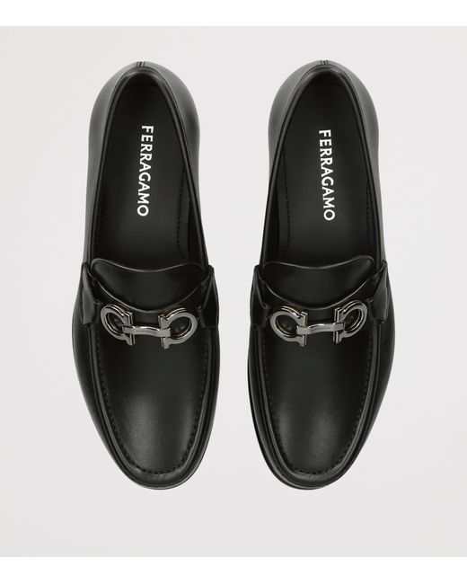 Ferragamo Black Leather Avril Loafers for men