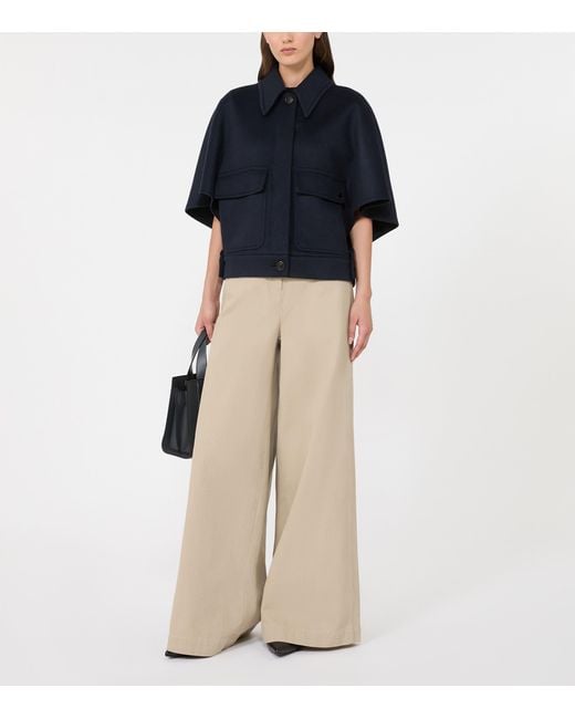 Max Mara Blue Cashmere Cape Jacket