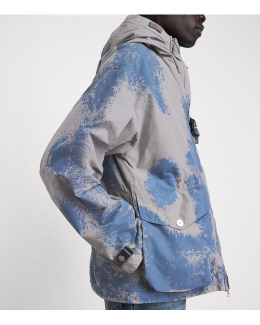 Stone Island Blue Short Hand-Painted Parka Jacket for men