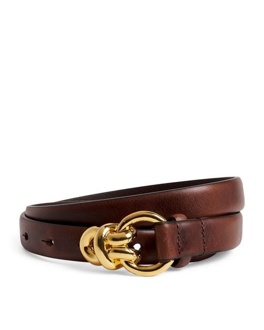 Sandro Brown Leather Chain Buckle Belt