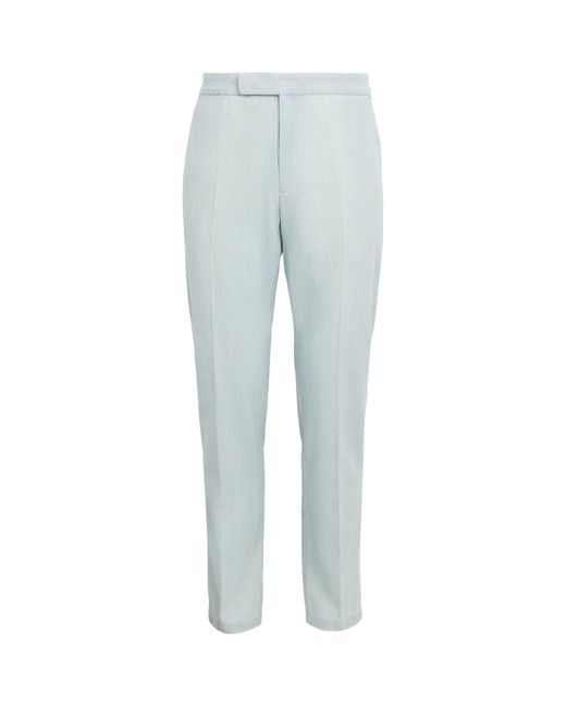 Polo Ralph Lauren Blue Linen Straight Trousers for men