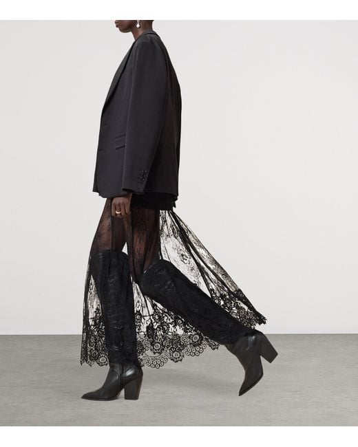 AllSaints Black Lace Arran Maxi Skirt