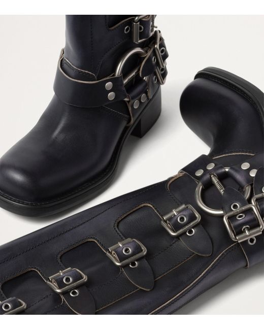 Miu Miu Black Leather Buckle Boots 50