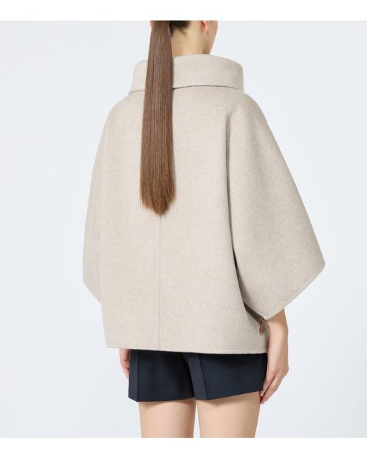 Max Mara Natural Cashmere Cape-Sleeve Jacket