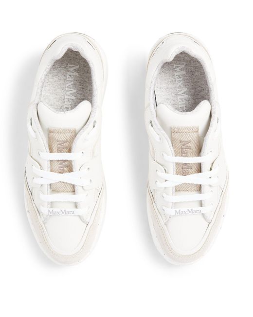 Max Mara White Leather-suede Sneakers