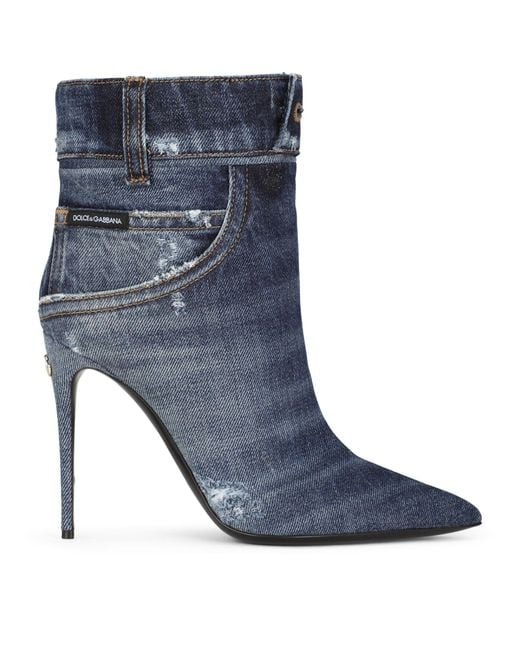 Dolce & Gabbana Blue Denim Ankle Boots 105