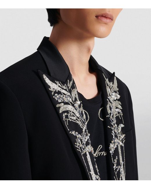 Balmain Black Embroidered Single-breasted Blazer for men