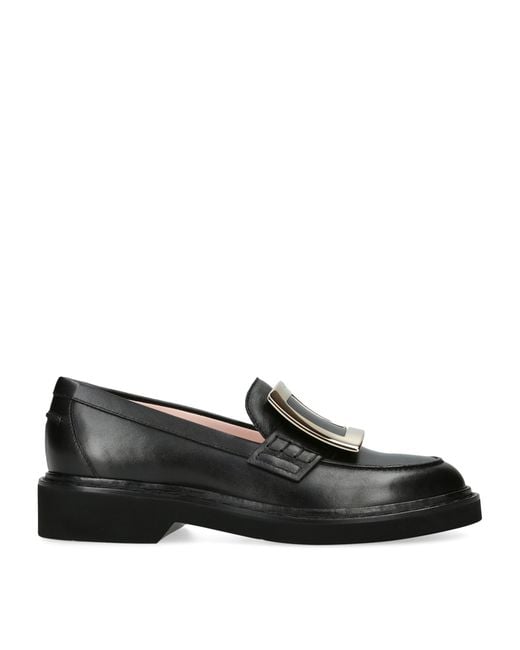 Roger Vivier Black Leather Viv' Rangers Loafers