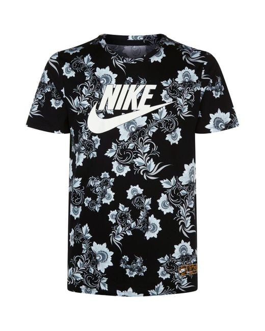 Nike Floral Print T-shirt, Black, M for Men | Lyst