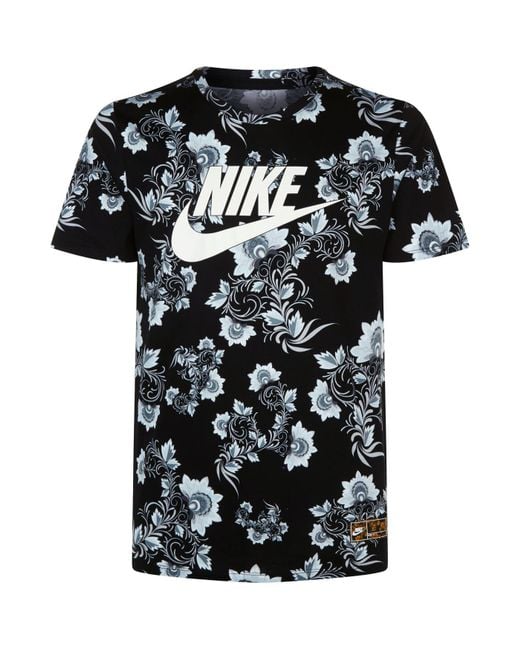 Nike Floral Print T-shirt, Black, M for men