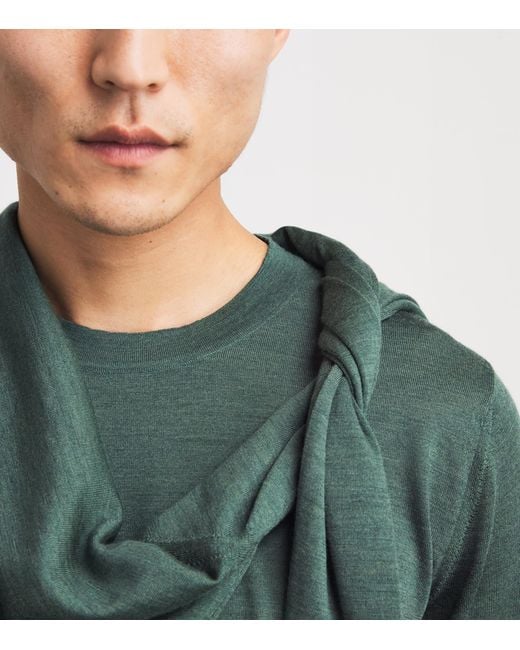 FIORONI CASHMERE Green Virgin Wool T-Shirt for men