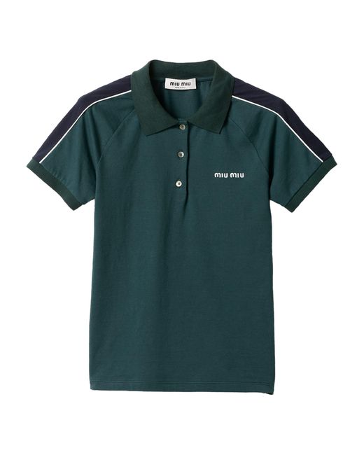 Miu Miu Green Cotton Jersey Polo Shirt