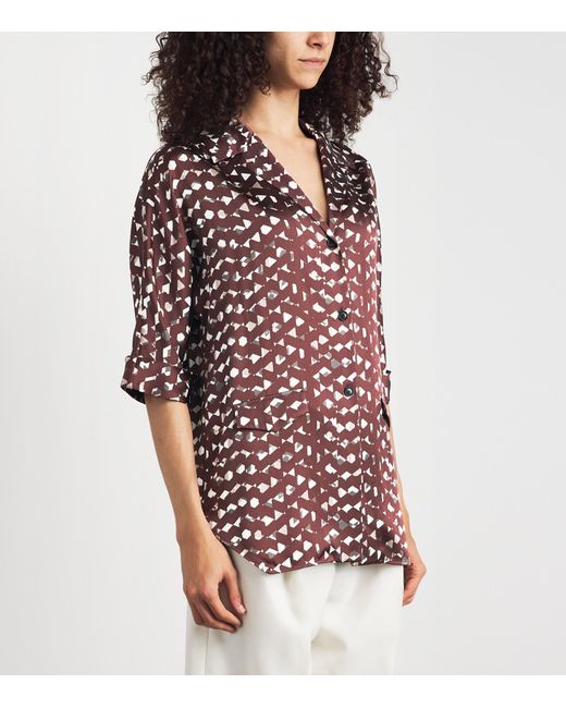Kiton Red Silk Printed Blouse