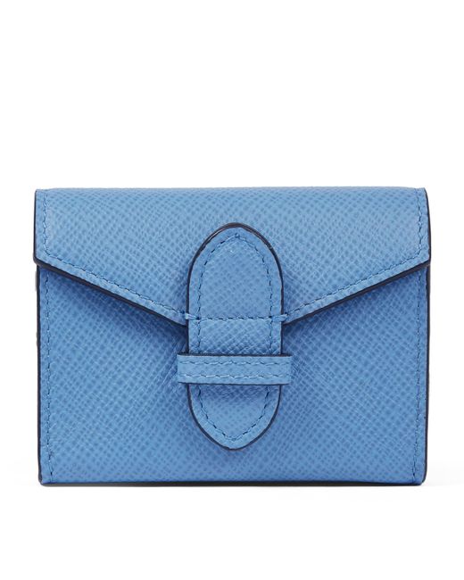 Smythson Blue Leather Panama Playing Card Case